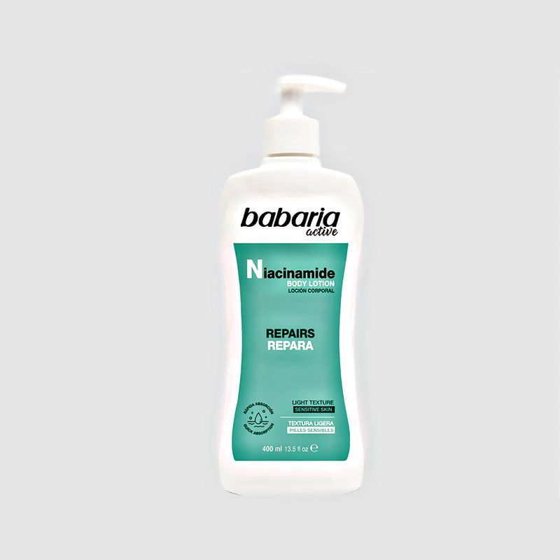 لوسیون بدن باباریا مدل Niacinamide Repairs مناسب برای انواع پوست حجم 400 میلی لیتر لوسیون بدن باباریا مدل Niacinamide Repairs مناسب برای انواع پوست حجم 400 میلی لیتر