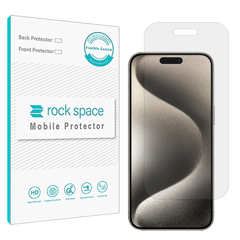 گلس موبایل اپل iPhone 15 Pro Max راک اسپیس مدل Hygel -بی رنگ گلس موبایل اپل iPhone 15 Pro Max راک اسپیس مدل Hygel -بی رنگ