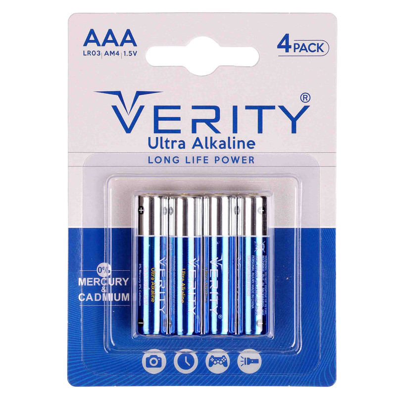 باتری نیم قلمی وریتی مدل Ultra Alkaline بسته 4 عددی باتری نیم قلمی وریتی مدل Ultra Alkaline بسته 4 عددی