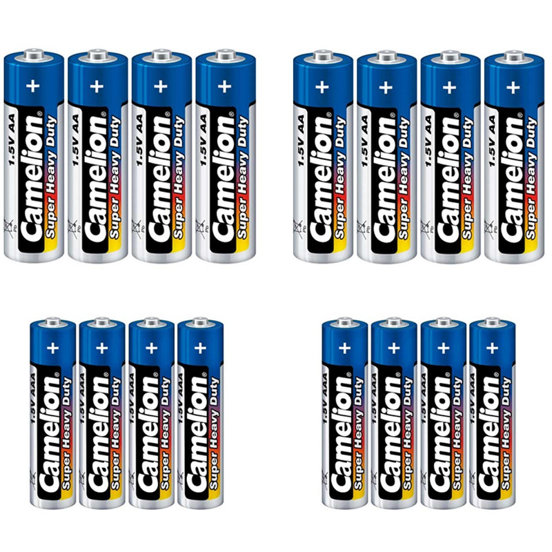 باتری قلمی و نیم قلمی کملیون مدل Super Heavy Duty بسته 16 عددی باتری قلمی و نیم قلمی کملیون مدل Super Heavy Duty بسته 16 عددی