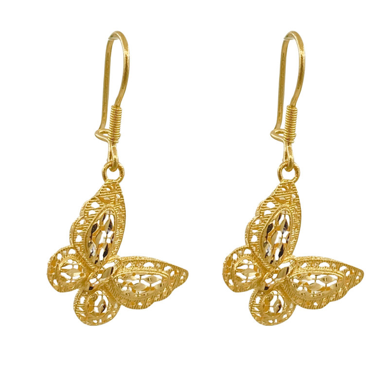 گوشواره آویزی طلا 18 عیار زنانه گالری طلای پیرعطا مدل پروانه آمیتیس