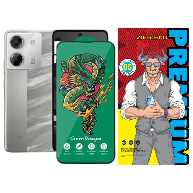 محافظ صفحه نمایش شیشه ای گوشی موبایل زیفرند مدل Green Dragon مناسب شیائومی Poco M7 Pro 5G
