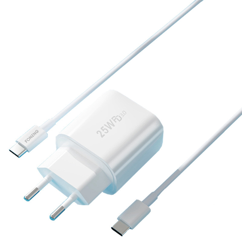 شارژر دیواری فوننگ 25 وات مدل EU40 به همراه کابل تبدیل USB-C شارژر دیواری فوننگ 25 وات مدل EU40 به همراه کابل تبدیل USB-C