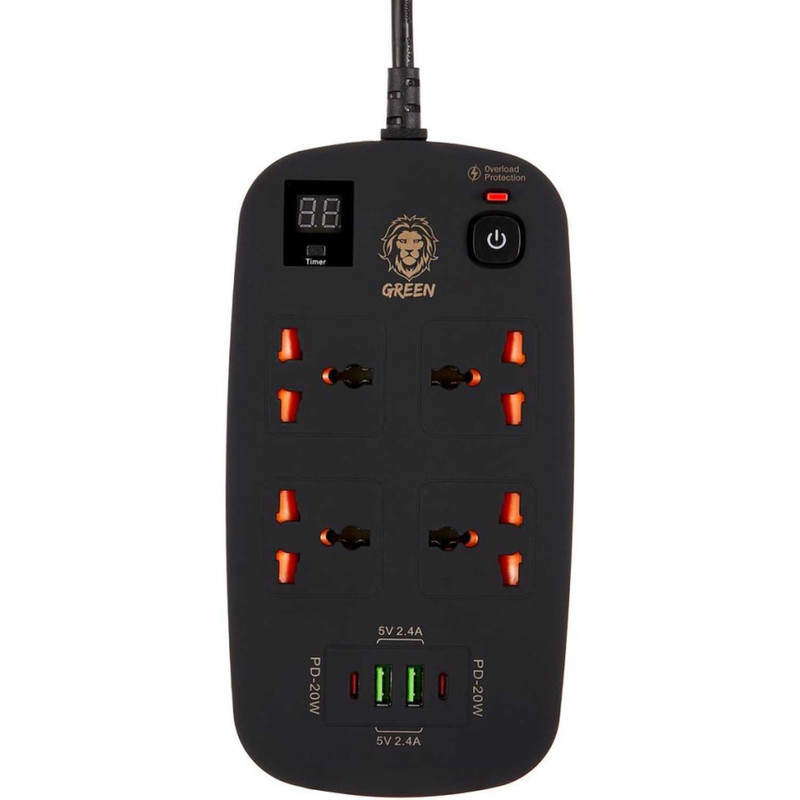 چندراهی برق گرین لاین مدل 40W Multiport Smart Power Socket 3500W