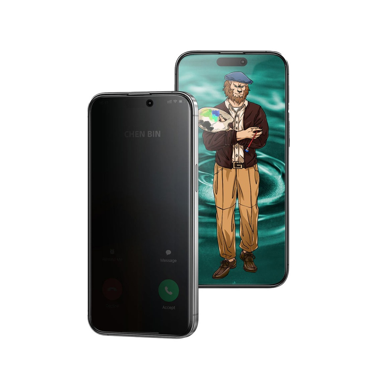 گلس گوشی اپل iPhone 13 گرین حریم شخصی مدل Lion Picasso 3D