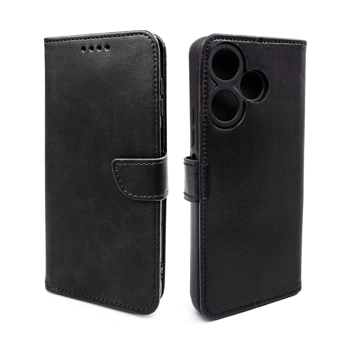 کیف کلاسوری گوشی شیائومی Redmi 13 4G مدل مگنتی جاکارتی محافظ لنزدار-قهوه ای