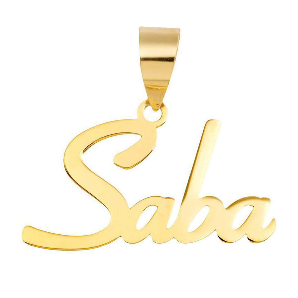 آویز طلا زنانه طرح اسم صبا لاتین قو طلایی کد P004407-300