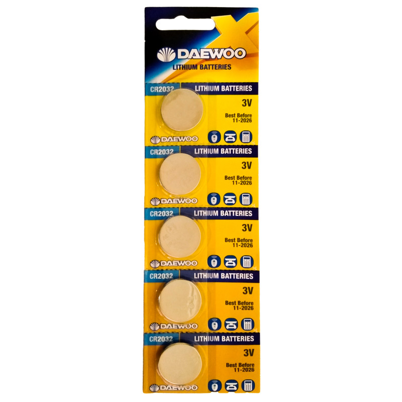 باتری سکه ای دوو مدل CR2032 بسته 5 عددی-تک رنگ باتری سکه ای دوو مدل CR2032 بسته 5 عددی-تک رنگ