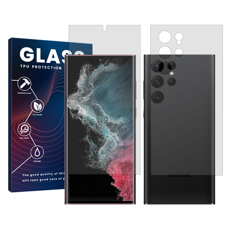 محافظ صفحه نمایش شفاف گلس مدل Resistant مناسب برای گوشی موبایل سامسونگ Galaxy S22 Ultra 5G به همراه محافظ پشت گوشی محافظ صفحه نمایش شفاف گلس مدل Resistant مناسب برای گوشی موبایل سامسونگ Galaxy S22 Ultra 5G به همراه محافظ پشت گوشی
