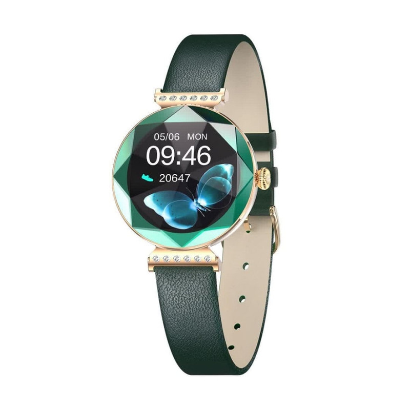 ساعت هوشمند گرین لاین مدل Swarovski-بدنه طلایی بند سبز ساعت هوشمند گرین لاین مدل Swarovski-بدنه طلایی بند سبز