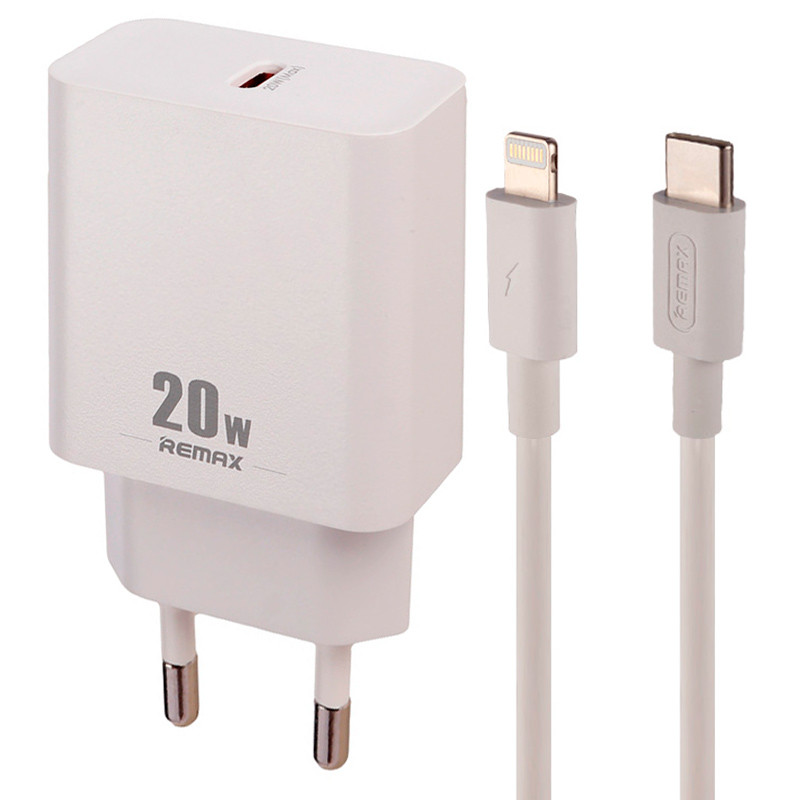 شارژر دیواری ریمکس 20 وات مدل RP-U5 به همراه کابل لایتنینگ