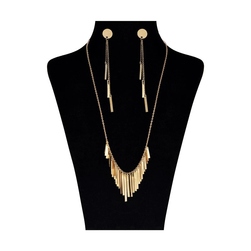 ست طلا زنانه طرح مستطیلی آبشاری قو طلایی-10.00