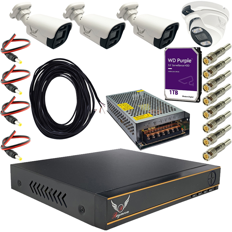 پک سیستم کامل امنیتی دوربین مداربسته رایمون مدل 5 مگاپیکسل کد RP-5M-HI4C-01 پک سیستم کامل امنیتی دوربین مداربسته رایمون مدل 5 مگاپیکسل کد RP-5M-HI4C-01