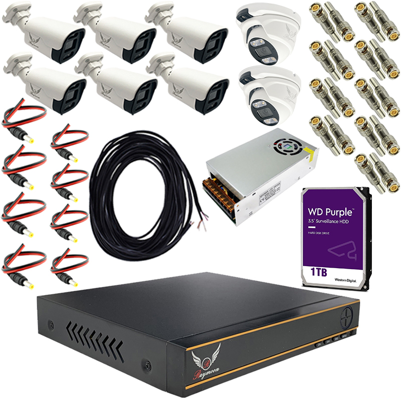پک سیستم امنیتی دوربین مداربسته رایمون مدل 5 مگاپیکسل کد RP-5M-HI8C-01 پک سیستم امنیتی دوربین مداربسته رایمون مدل 5 مگاپیکسل کد RP-5M-HI8C-01