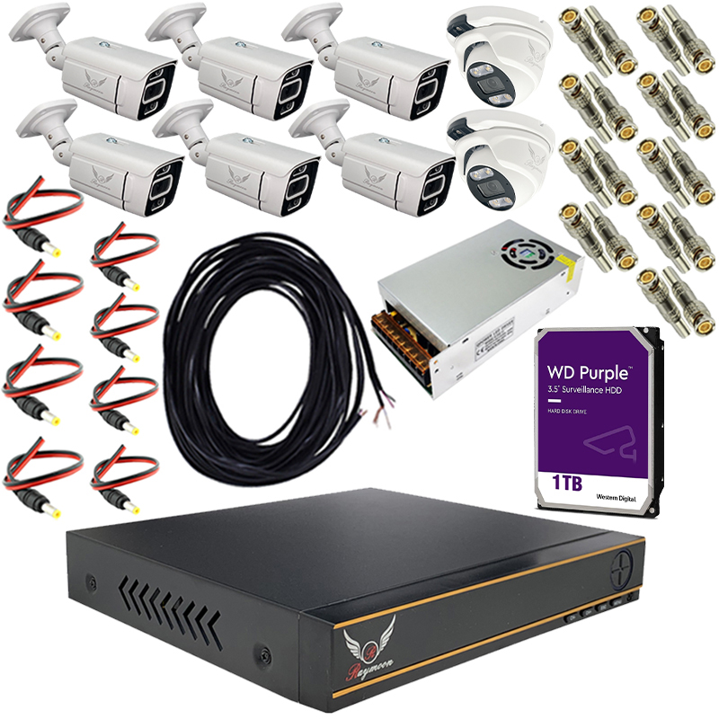 پک سیستم امنیتی کامل دوربین مداربسته رایمون مدل 5 مگاپیکسل کد RP-5M-HI8C-02 پک سیستم امنیتی کامل دوربین مداربسته رایمون مدل 5 مگاپیکسل کد RP-5M-HI8C-02