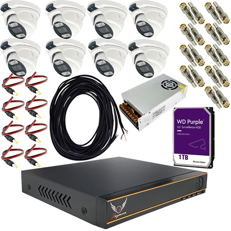 پک سیستم امنیتی دوربین مداربسته رایمون مدل 5 مگاپیکسل کد RP-5M-HI8C-06 پک سیستم امنیتی دوربین مداربسته رایمون مدل 5 مگاپیکسل کد RP-5M-HI8C-06