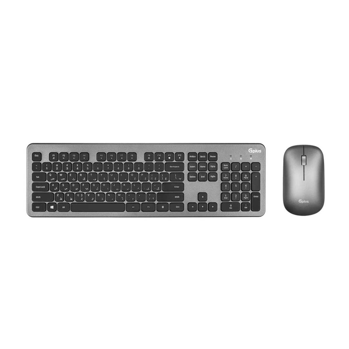کیبورد و ماوس بی سیم جی پلاس مدل GMK-C360D-نقرهای کیبورد و ماوس بی سیم جی پلاس مدل GMK-C360D-نقرهای