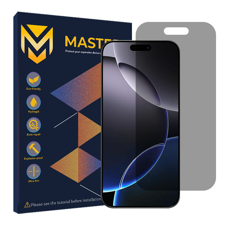 محافظ صفحه نمایش پرایوسی مستر مدل Resistant مناسب برای گوشی موبایل اپل iPhone 16 Pro Max محافظ صفحه نمایش پرایوسی مستر مدل Resistant مناسب برای گوشی موبایل اپل iPhone 16 Pro Max
