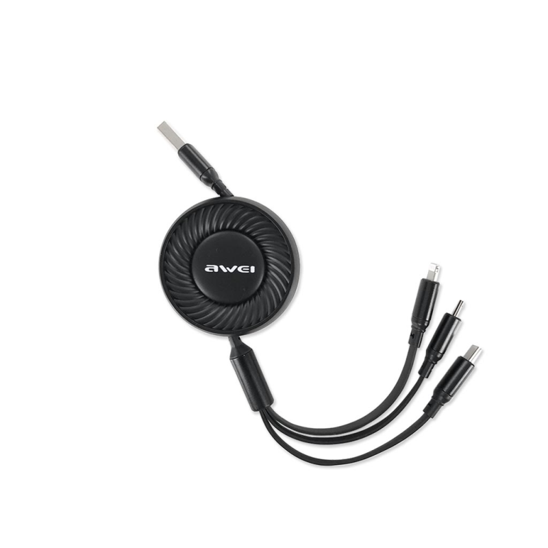 کابل تبدیل USB به میکرو USB - تایپ سی - لایتنینگ اوی مدل CL136 Retract طول 1 متر کابل تبدیل USB به میکرو USB - تایپ سی - لایتنینگ اوی مدل CL136 Retract طول 1 متر