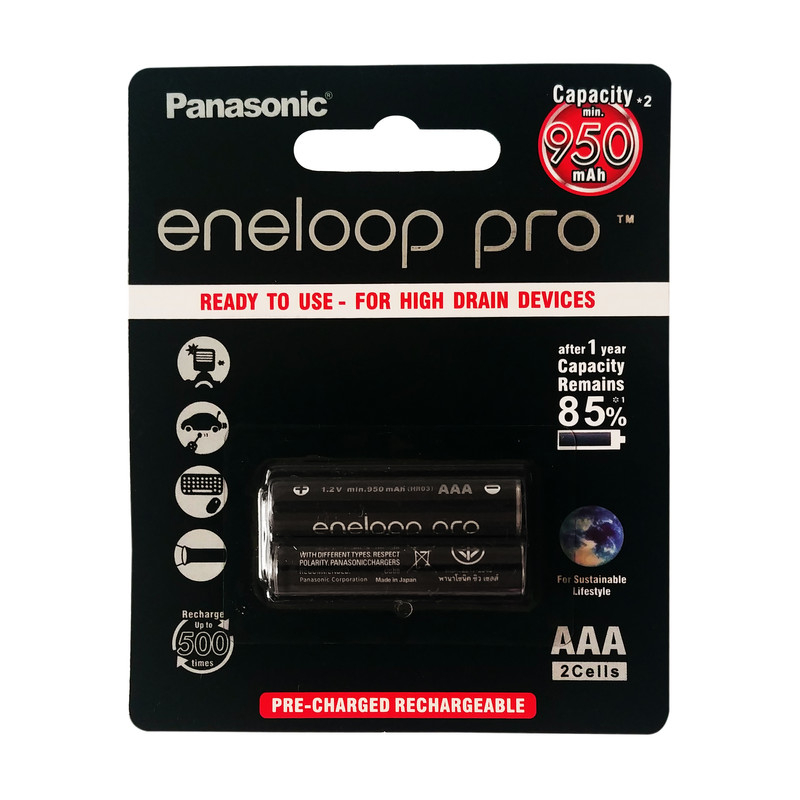 باتری نیم قلمی قابل شارژ تلفن بی سیم پاناسونیک مدل Eneloop Pro بسته 2 عددی باتری نیم قلمی قابل شارژ تلفن بی سیم پاناسونیک مدل Eneloop Pro بسته 2 عددی
