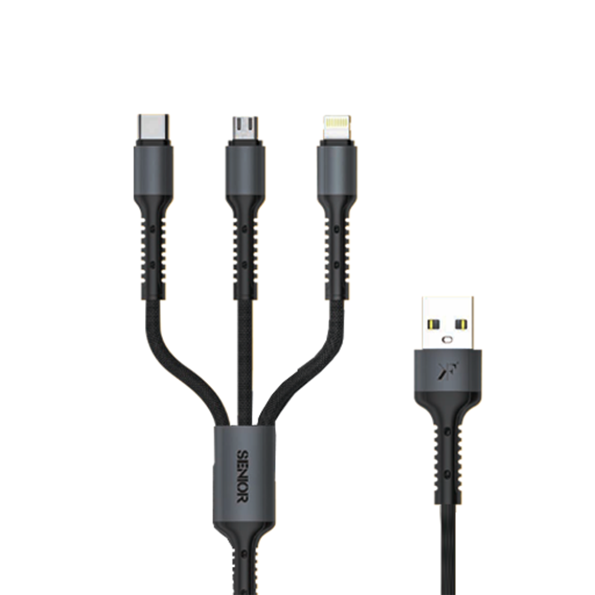 کابل تایپ سی، میکرو USB و لایتنینگ کی اف سنیور مدل U-33 طول 1.2 متر-مشکی کابل تایپ سی، میکرو USB و لایتنینگ کی اف سنیور مدل U-33 طول 1.2 متر-مشکی