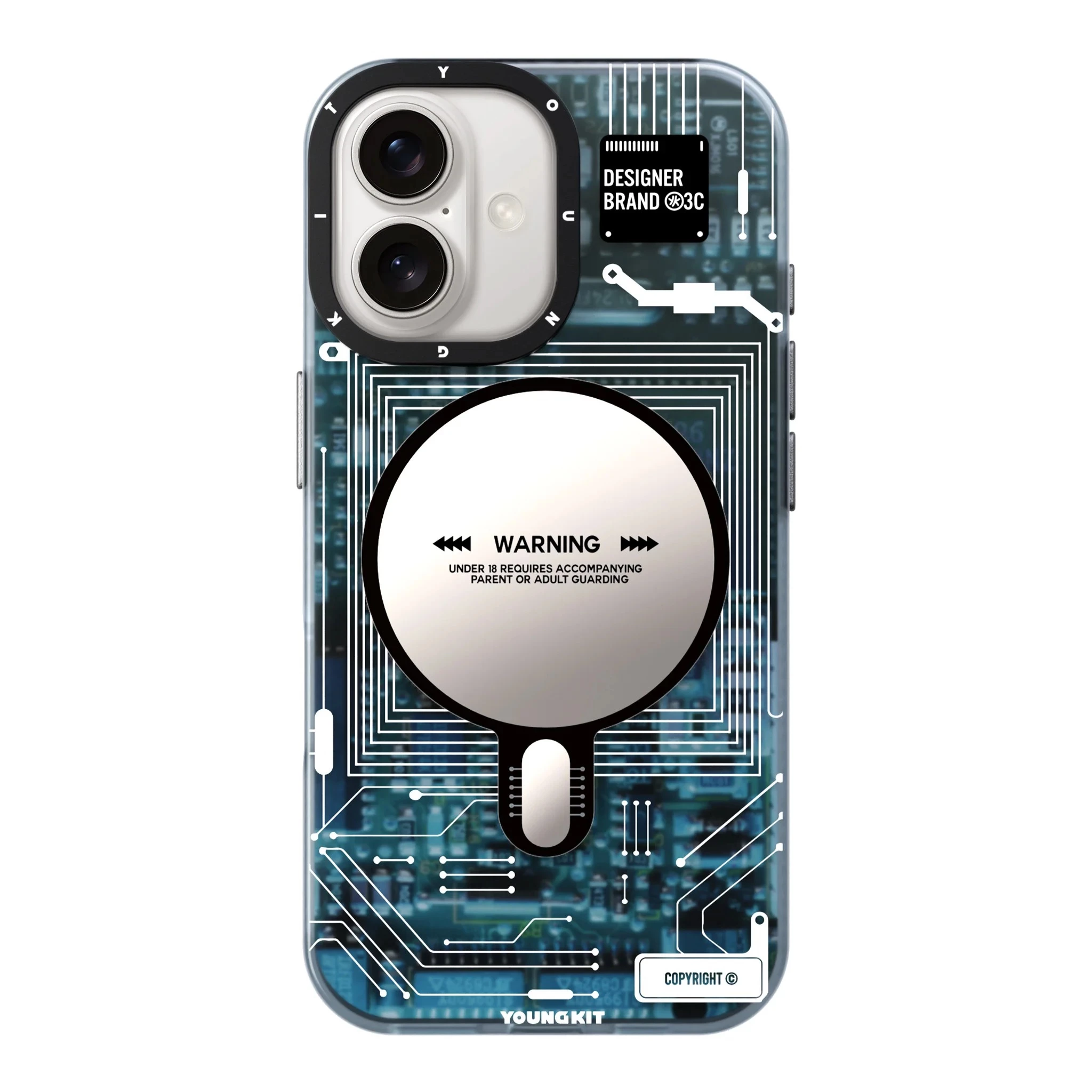 کاور گوشی اپل iPhone 16 یانگ کیت مدل Technology Magnetic 018 -خاکستری کاور گوشی اپل iPhone 16 یانگ کیت مدل Technology Magnetic 018 -خاکستری