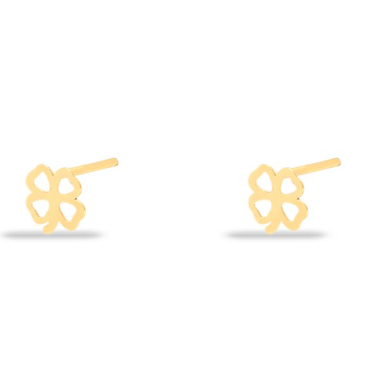 گوشواره طلا زنانه طرح شبدر ساده قو طلایی کد E039106-0.40