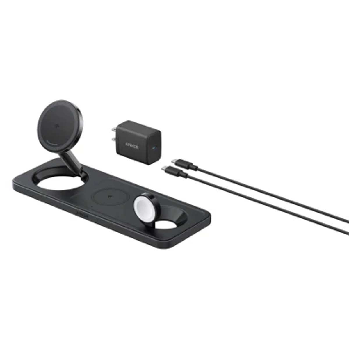 شارژر رومیزی انکر مدل MagGo Wireless Charging به همراه شارژر دیواری 40 وات انکر و کابل USB-C به طول 1.5 متر شارژر رومیزی انکر مدل MagGo Wireless Charging به همراه شارژر دیواری 40 وات انکر و کابل USB-C به طول 1.5 متر