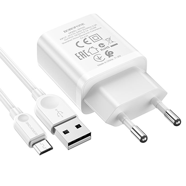 شارژر دیواری بوروفون مدل BA52A به همراه کابل میکرو یو اس بی شارژر دیواری بوروفون مدل BA52A به همراه کابل میکرو یو اس بی