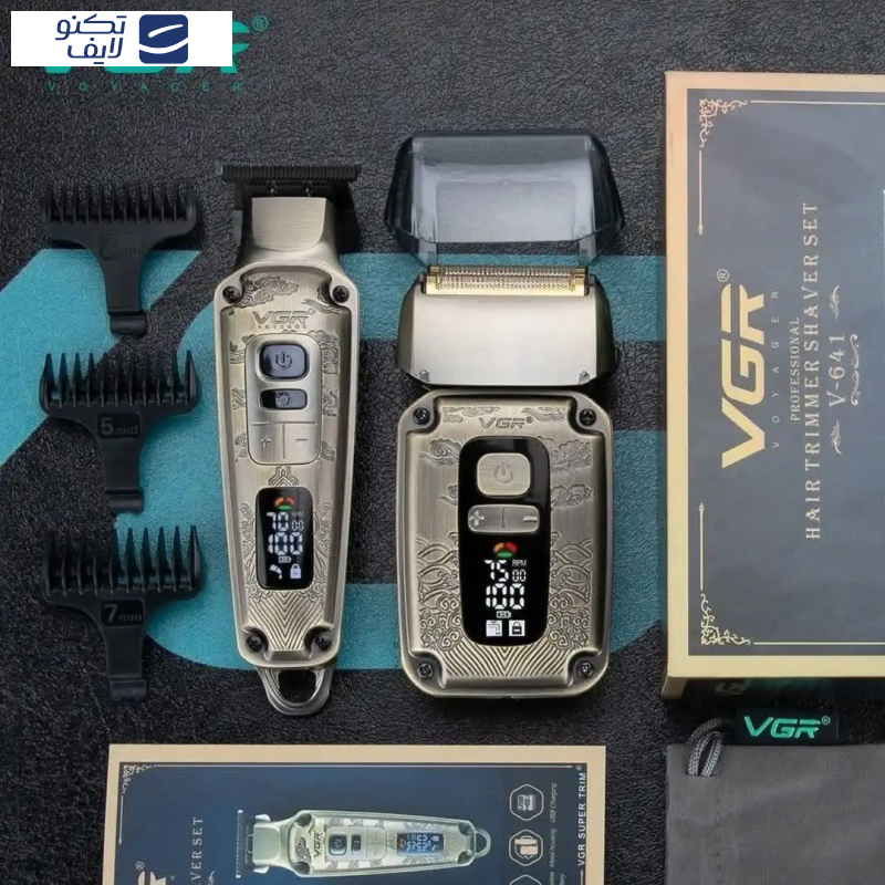  ماشین اصلاح موی سر و صورت وی جی ار مدل V-641 مجموعه 2 عددی