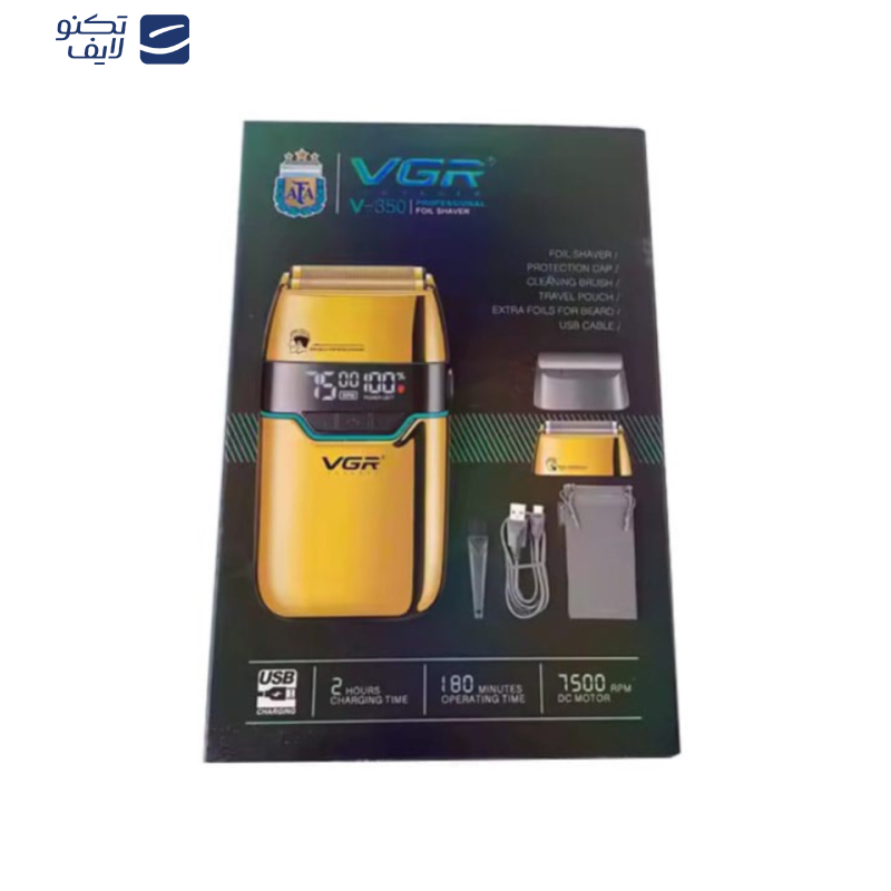 ماشین اصلاح موی صورت شارژی وی جی ار مدل V-350 ماشین اصلاح موی صورت شارژی وی جی ار مدل V-350