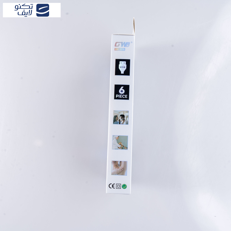 ماشین اصلاح موی صورت شارژی جی دبلیو مدل GW-9866، اصلاح به صورت صفر زن، طراحی ارگونومیک، منبع انرژی با باتری، تکنولوژی اصلاح به صورت تریمر، اندازه اصلاح 0.1 میلی‌متر، مدت زمان شارژ 480 دقیقه، دارای بدنه ضد لغزش، به همراه برس تمیزکننده و کابل شارژ USB