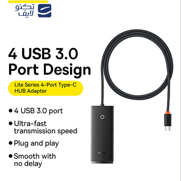 هاب 4 پورت usb-c باسئوس مدل wkqx030401 