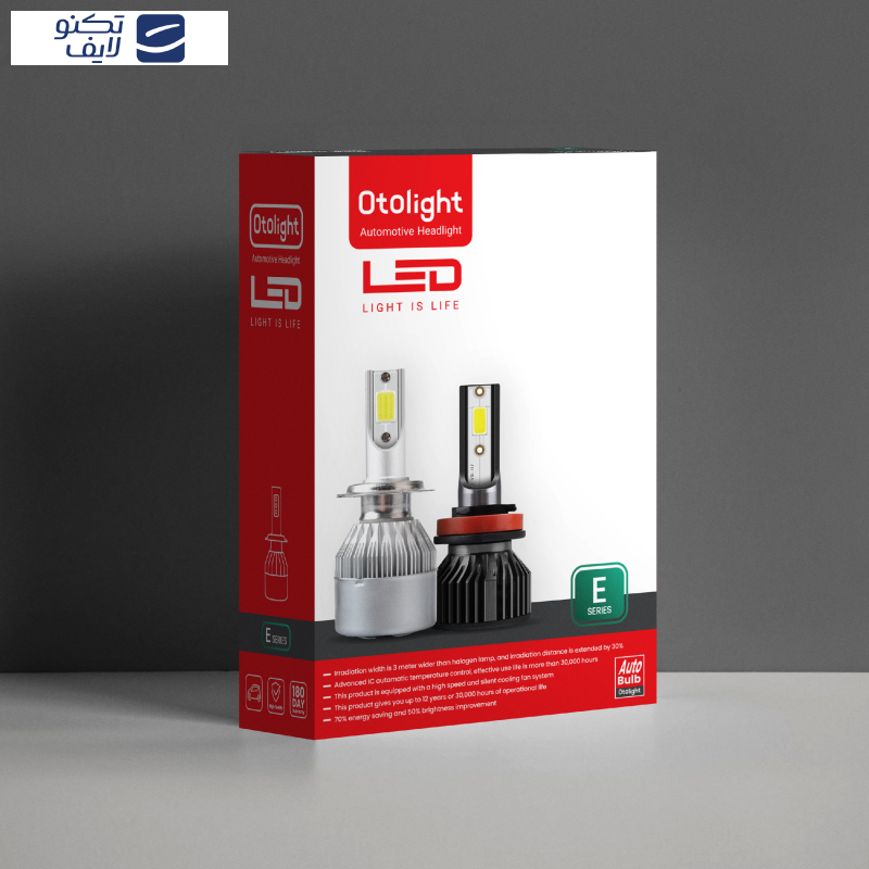 لامپ هدلایت LED اتولایت مدل E2 پایه H3 بسته 2 عددی