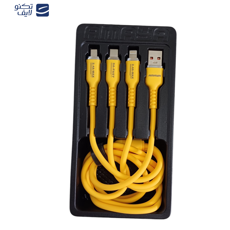 کابل تبدیل USB به USB-C / microUSB / لایتنینگ آمایا مدل ACD-X30 طول 1.2 متر کابل تبدیل USB به USB-C / microUSB / لایتنینگ آمایا مدل ACD-X30 طول 1.2 متر