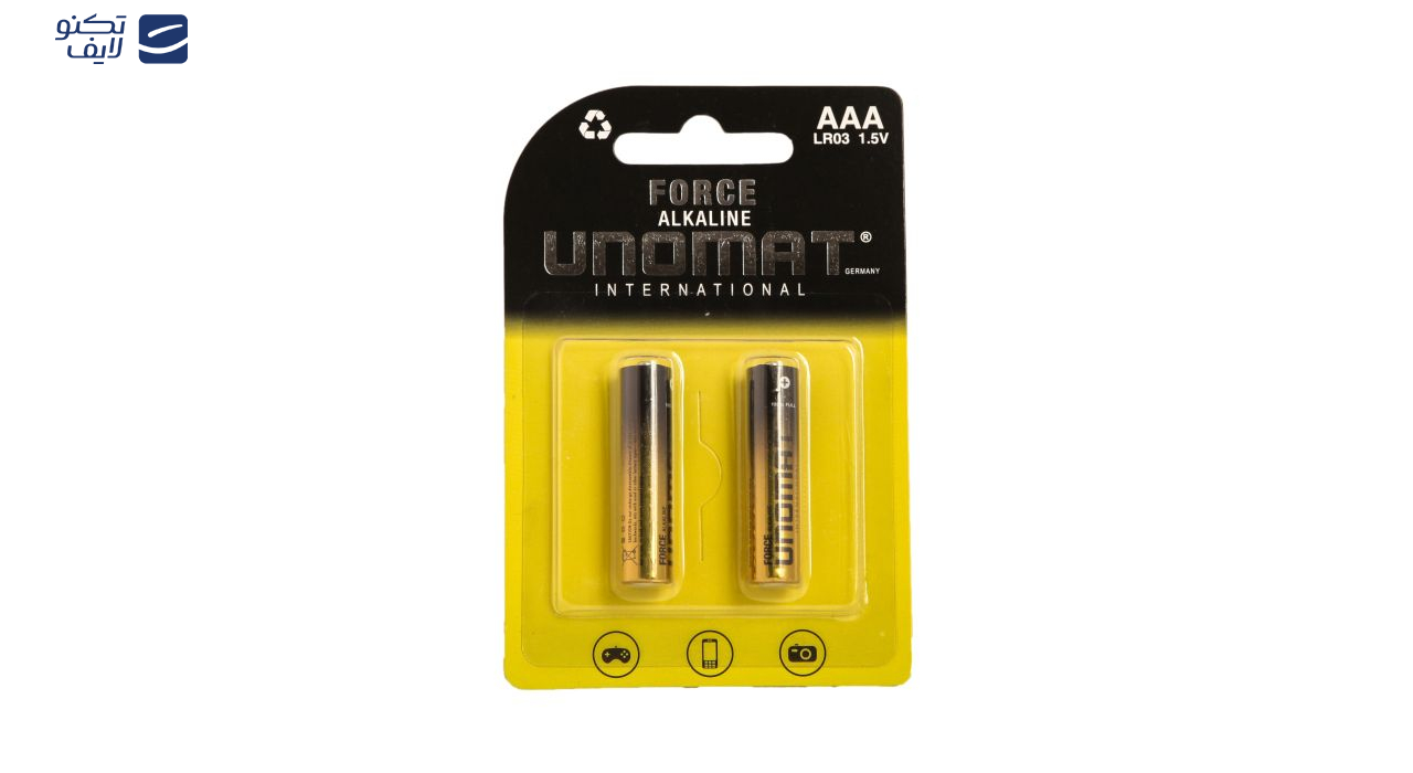 باتری نیم قلمی یونومات مدل Force Alkalaine بسته 2 عددی