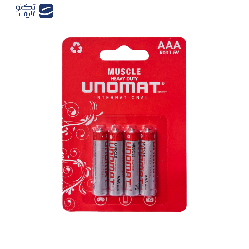 باتری نیم قلمی یونومات مدل heavy duty بسته 4 عددی