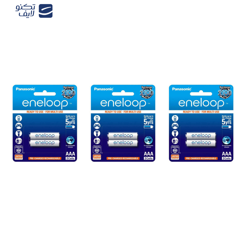 باتری نیم قلمی قابل شارژ پاناسونیک مدل eneloop 800mAh بسته 6 عددی باتری نیم قلمی قابل شارژ پاناسونیک مدل eneloop 800mAh بسته 6 عددی