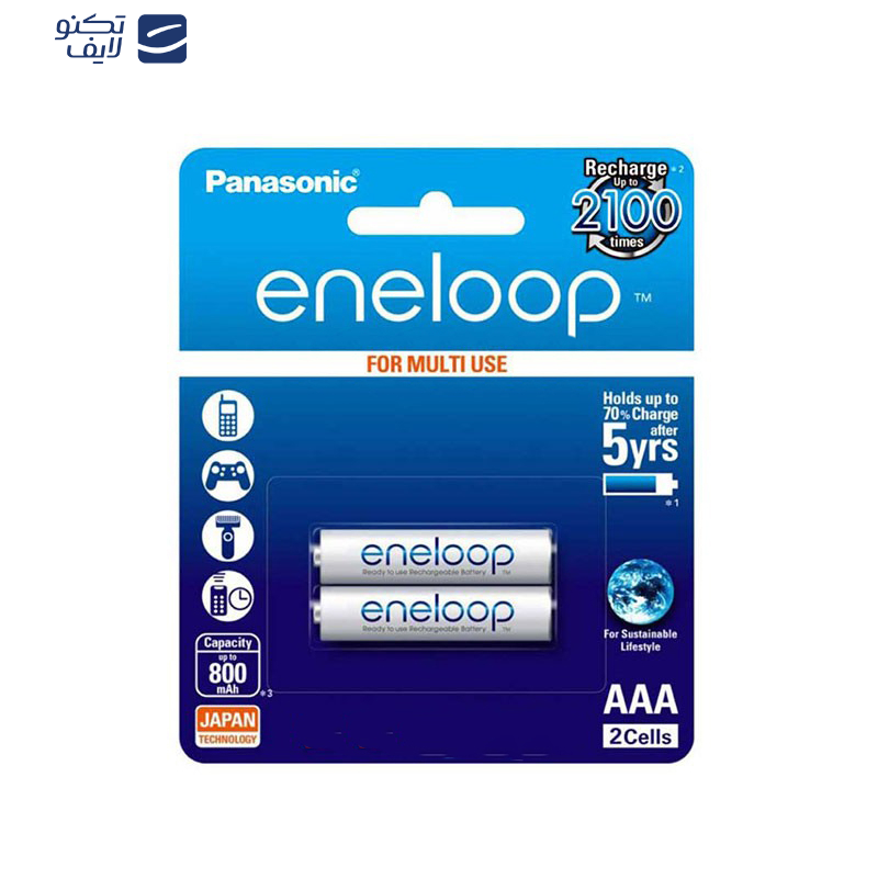 باتری نیم قلمی قابل شارژ پاناسونیک مدل eneloop HR03 بسته 2 عددی باتری نیم قلمی قابل شارژ پاناسونیک مدل eneloop HR03 بسته 2 عددی