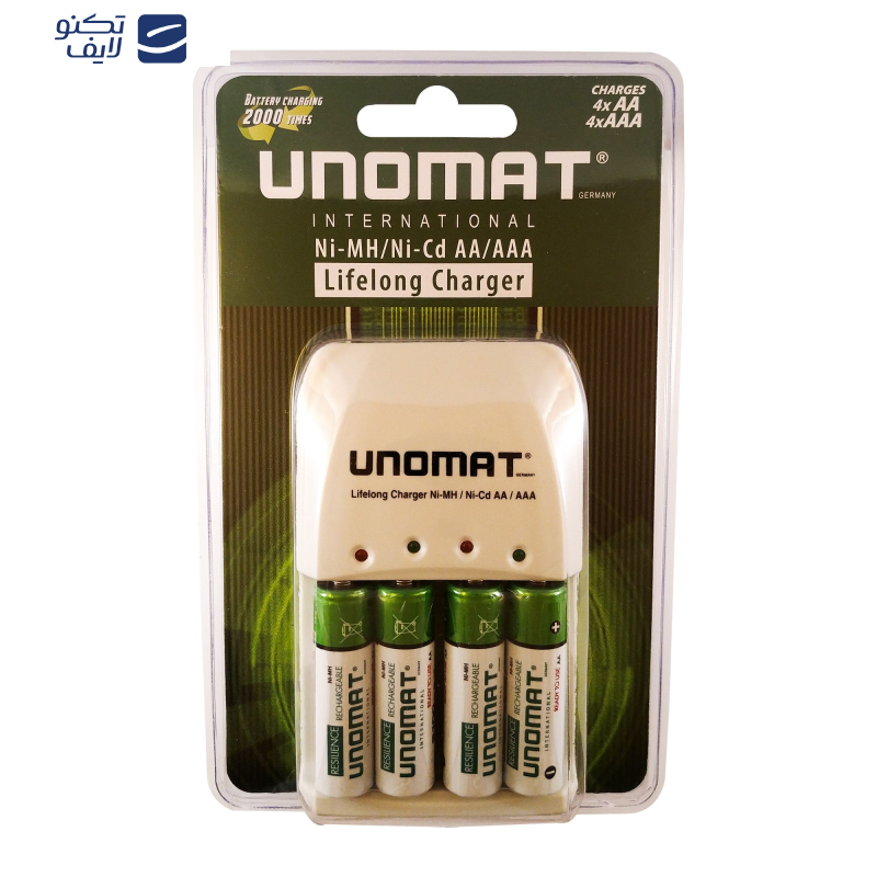 شارژر باتری یونومات مدل B-PSC001 به همراه 4 عدد باتری