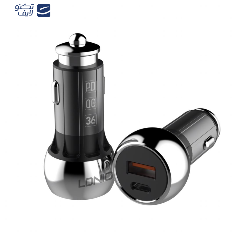 شارژر فندکی الدینیو مدل C1 به همراه کابل تبدیل USB-C