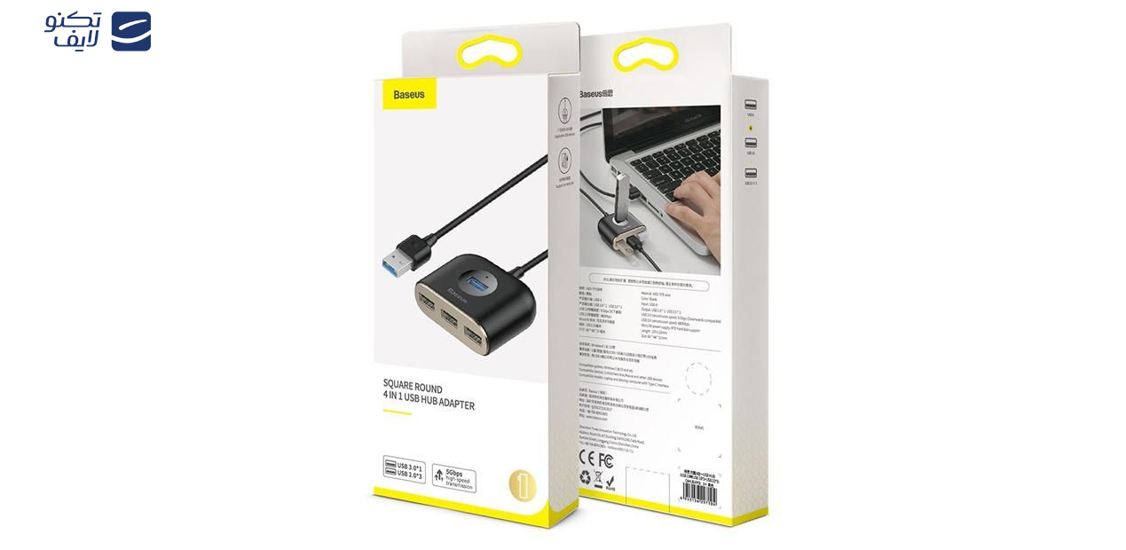 هاب 4 پورت USB 3.0 باسئوس مدل CAHUB-AY هاب 4 پورت USB 3.0 باسئوس مدل CAHUB-AY