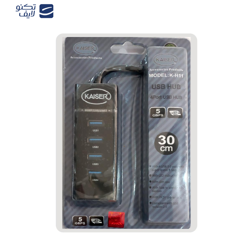 هاب چهار پورت USB3.0 کایزر مدل K-H11 هاب چهار پورت USB3.0 کایزر مدل K-H11