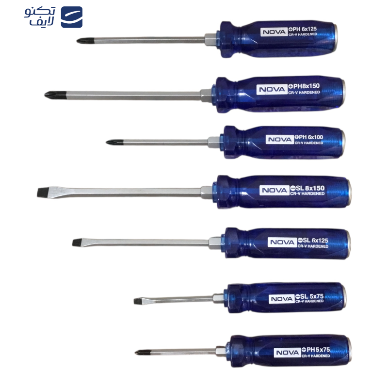 پیچ گوشتی ضربه خور نووا مدل 2171 مجموعه 7 عددی