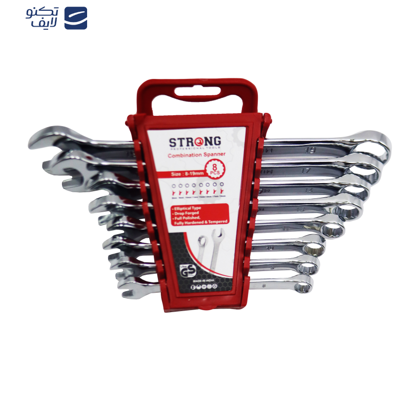 آچار یکسر تخت و یکسر رینگی استرانگ مدل YP-8-19MM مجموعه 8 عددی آچار یکسر تخت و یکسر رینگی استرانگ مدل YP-8-19MM مجموعه 8 عددی