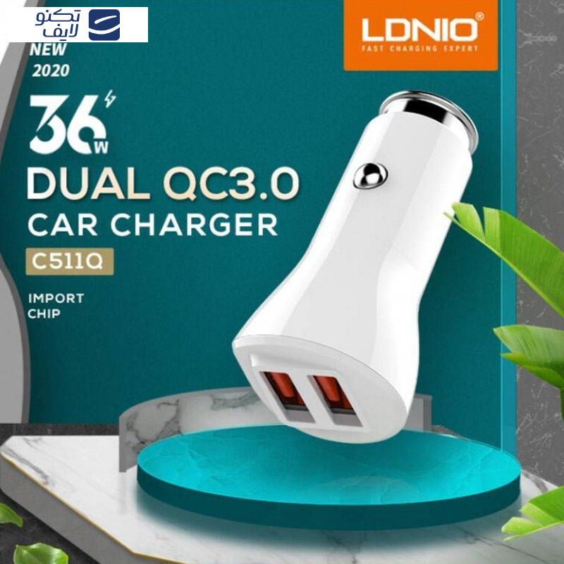 شارژر فندکی الدینیو مدل C511Q به همراه کابل تبدیل microUSB شارژر فندکی الدینیو مدل C511Q به همراه کابل تبدیل microUSB