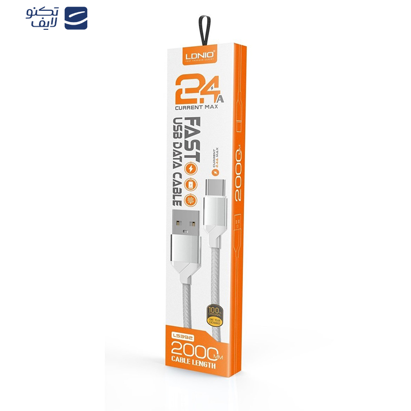 کابل تبدیل USB به USB-C الدینو مدل LS392 طول 2 متر کابل تبدیل USB به USB-C الدینو مدل LS392 طول 2 متر