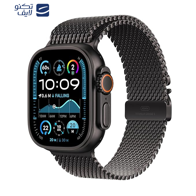 ساعت هوشمند اپل مدل Ultra 2 Black Titanium Case Milanese Loop 49mm