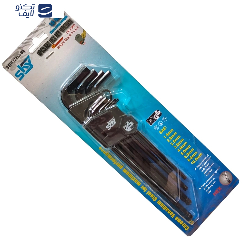 آچار آلن ته گرد اسکای مدل کارتی AJ-SKY-ST2223BB مجموعه 9 عددی آچار آلن ته گرد اسکای مدل کارتی AJ-SKY-ST2223BB مجموعه 9 عددی