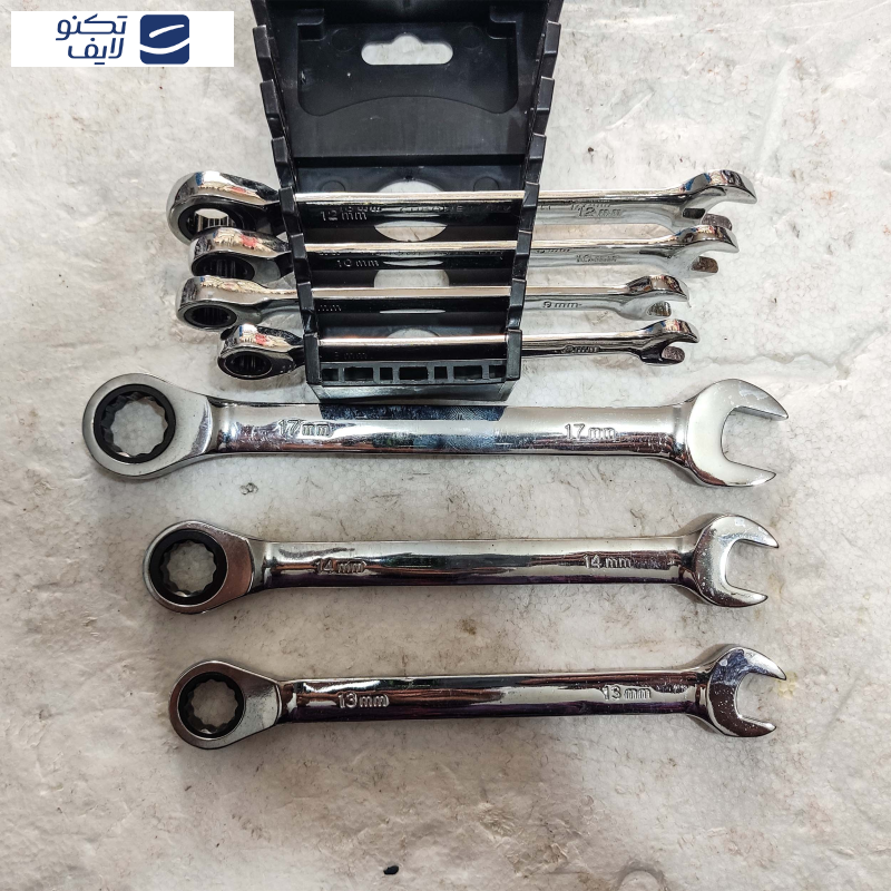 آچار یکسر تخت و یکسر رینگی جغجغه ای جیانگ کوان مدل CR.V 72 T مجموعه 7 عددی آچار یکسر تخت و یکسر رینگی جغجغه ای جیانگ کوان مدل CR.V 72 T مجموعه 7 عددی